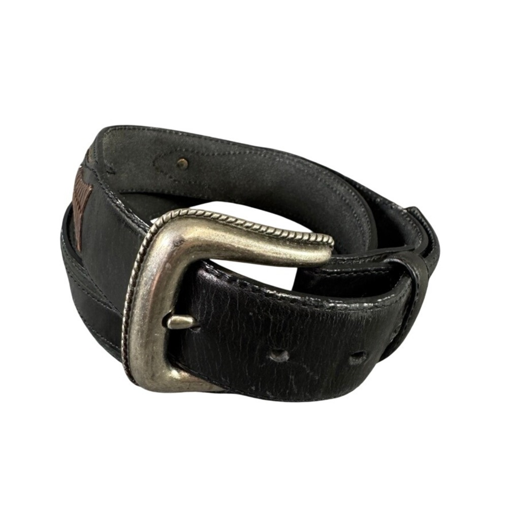 Resistol Mens Black Full Grain Leather Western Braided Belt Silver Buckle 38